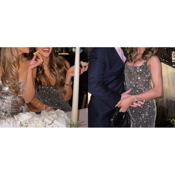 Retrofete Spencer Crystal Beaded Embellished Black and Silver Mini Dress Size M - Picture 4 of 12